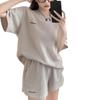 Women's Summer Waffle Two-Piece Set: Casual Hong Kong Style Shorts & Top