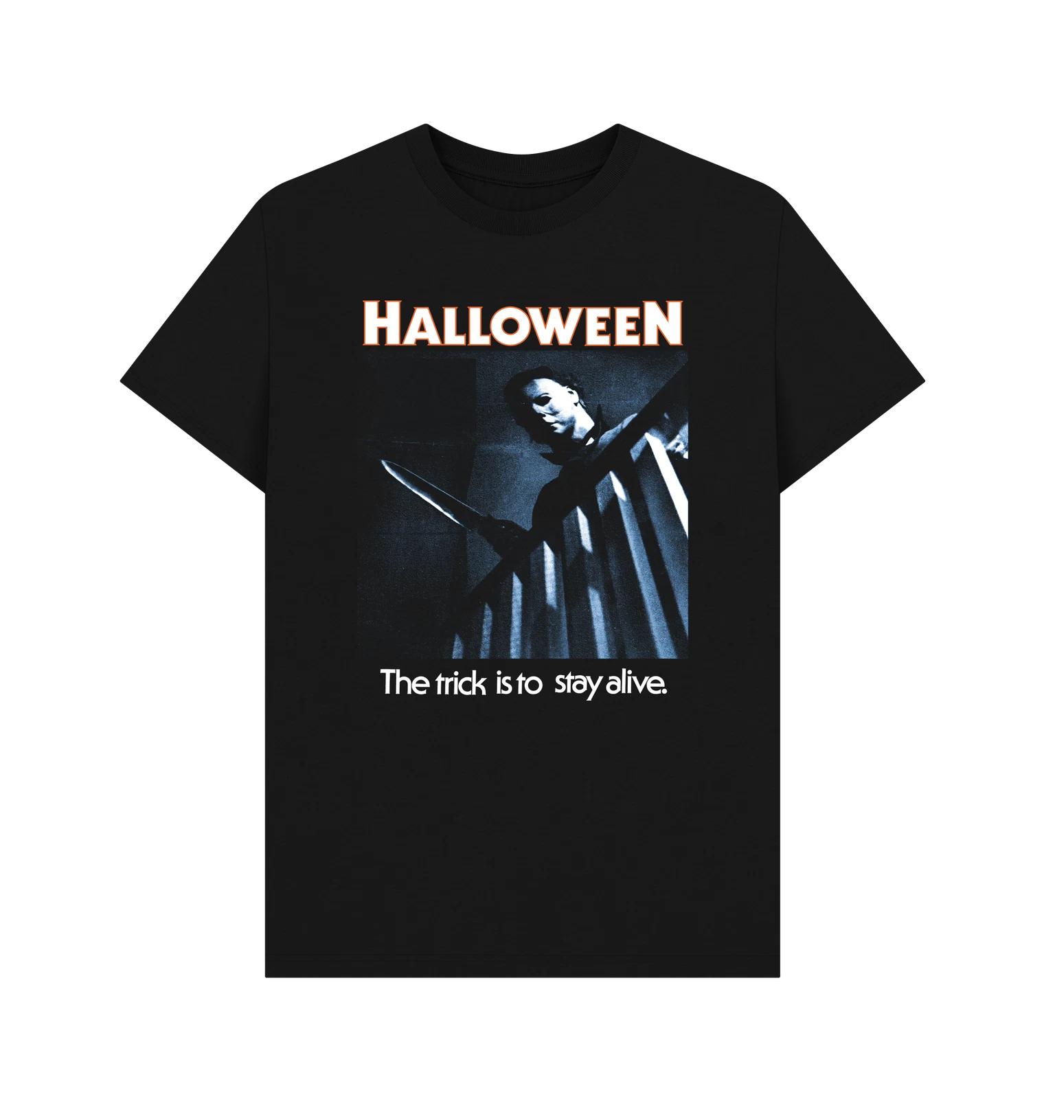 PREMIUM OFFICIAL Halloween Halloween Trick To Stay Alive Graphic Black T-Shirt S