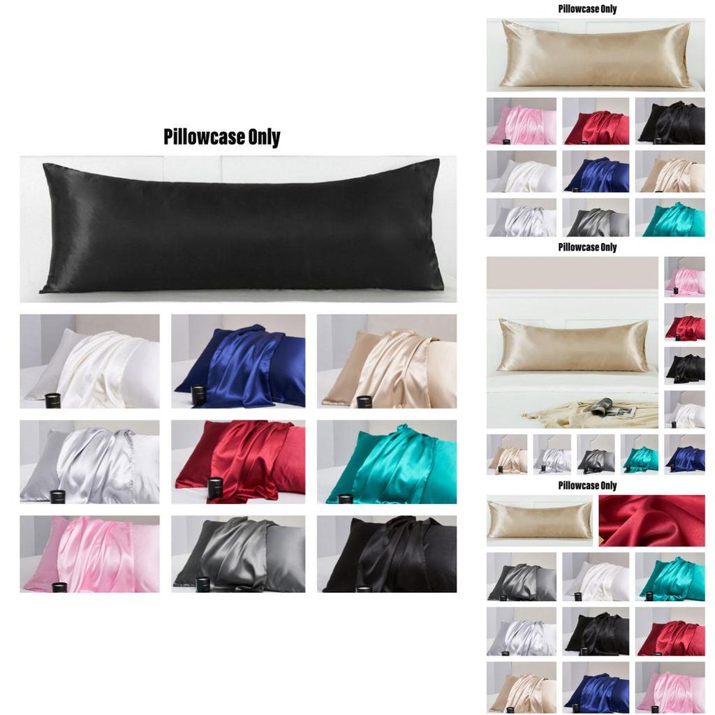 Luxurious Silk-like Pillowcase For Double Bed Soft Pillow Cover Polyester Fiber Fabric Simplicity Design 51*137cm/20*54in