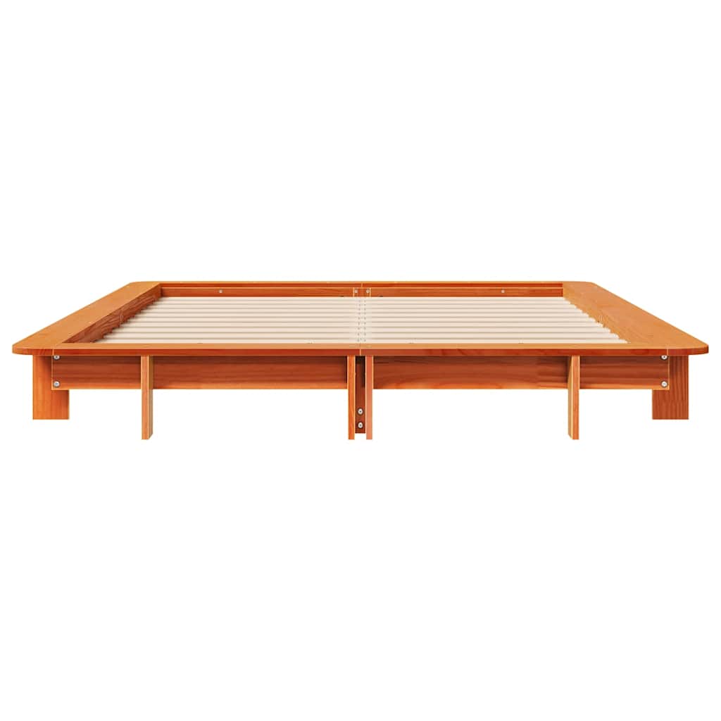 Vidaxl Bed Frame Without Mattress, Waxed Brown, 120X190 Cm, Pine