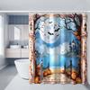 1pc Simulated Window Pumpkin Tree Halloween Bat Shower Curtain with Plastic Hooks, Decorated In Autumn and Winter Style