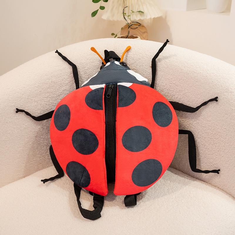 1pc Bee Backpack and Ladybug Backpack Plush Stuffed Cartoon Insect Toys Creative Bags Gifts
