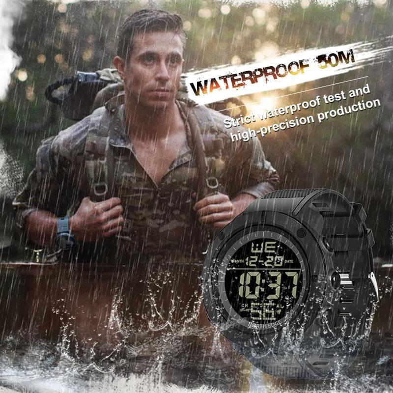 NORTH EDGE Mens Digital Watches Army Military World Time Alarm Sport Stopwatch For Male Waterproof 50M Wristwatch Relogios