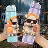 1PC No Probllama Sunglasses Llama 750ml Color Plastic Sports Water Bottle Leakproof Flip Straw Lid Suitable for Sports Office Home Use