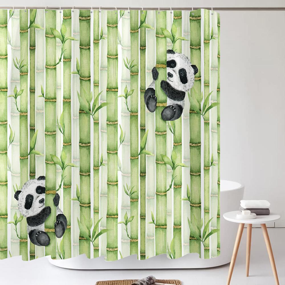 Cute Cartoon Panda Printed Fabric Waterproof Shower Curtain With Hooks For Bathtub Bathroom Screens Home Decor Wall Cloth