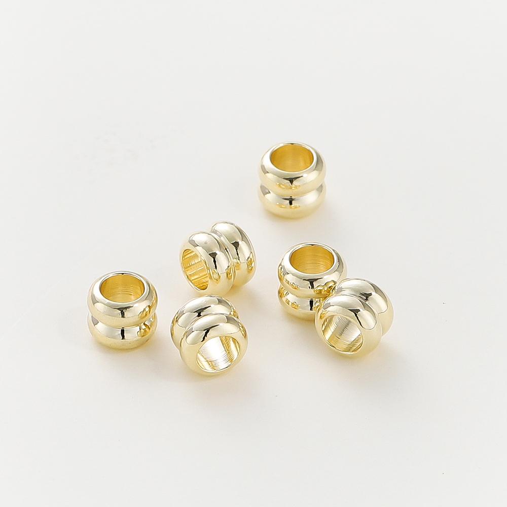 20PCS 14K 18K Gold Plated Brass Round Square Cross Flowers Beads Spacer Beads Jewelry Making Supplies DIY Necklaces Findings 20PCS