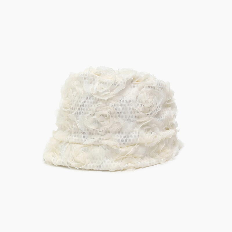 Women s Lace Mesh Layered SS Beanie C7998_Ivory