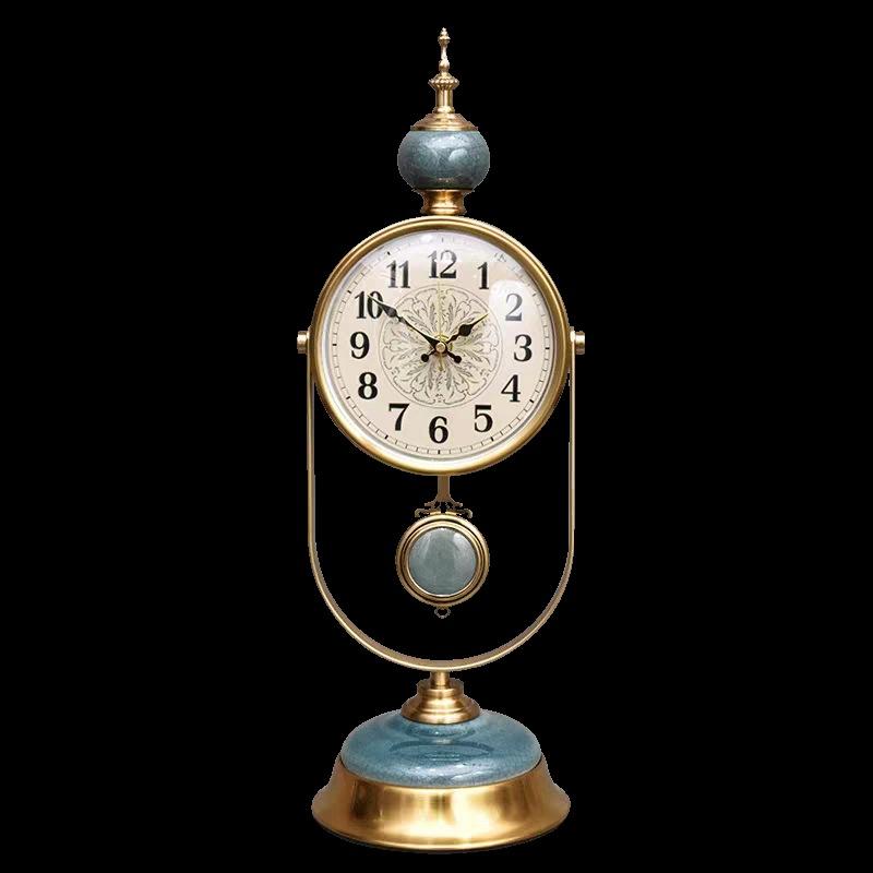 Retro Table Clock Creative Living Room Dining Room Restaurant Bedroom Indoor Home Decoration Silent Metal Desk Clock Gift Clocks