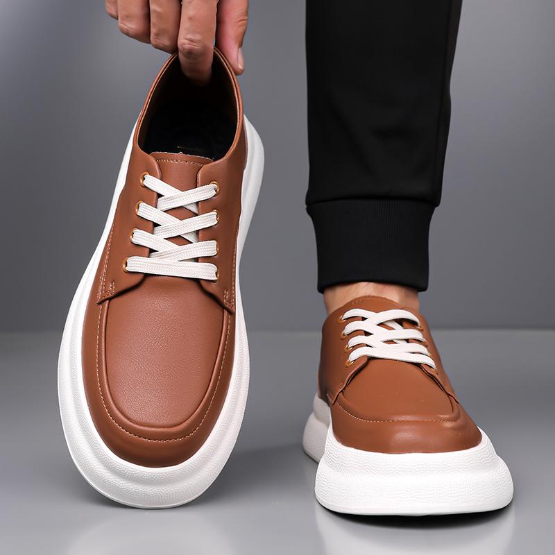 Fashion Lightweight Outdoor Sneakers Non-Slip Comfortable Casual Sports Shoes Thick Bottom Flats Men's Breathable Lace-Up Walking Shoes