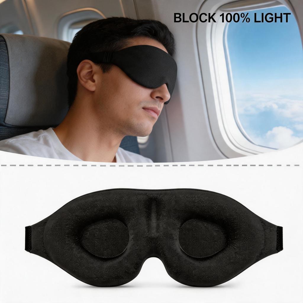 Breathable 3D Eye Mask Adjustable Suitable for Men and Women with No Pressure on the Eyes and Light Blocking Sleep Eye Mask