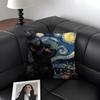 Van Gogh Starry Night Cat Cushion Cover Natural Linen Organic Fabric Double-Sided Printing Sofa Home Decor Gift Pillow Case