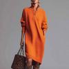 2025 European & American Women's High Neck Irregular Hem Loose Knit Sweater