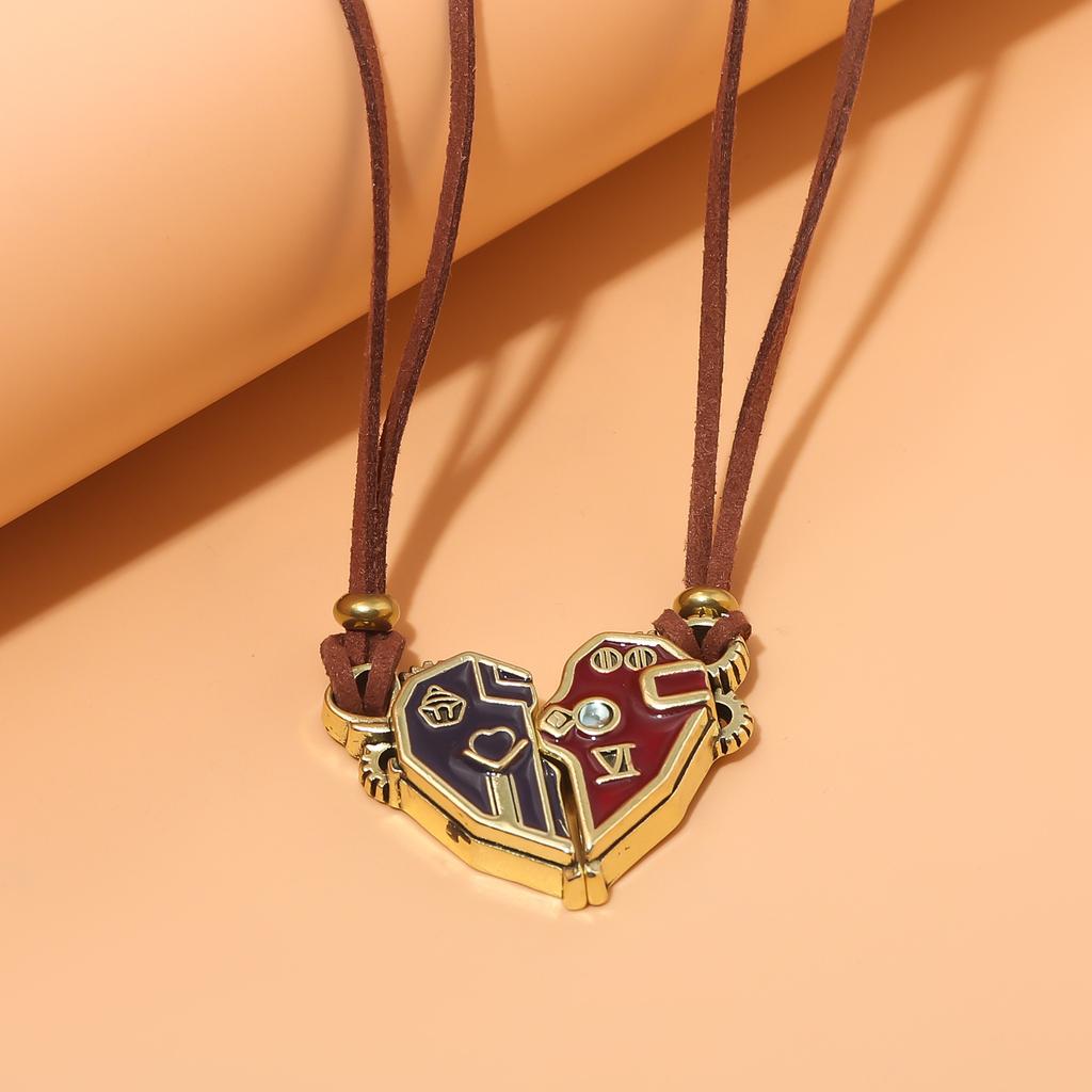 Anime ArcaneLeague of Legends Collar de Caitlyn Mujer Policía de Piltover Colgante de Corazón Magnético para Fans Joyería Cosplay