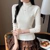 Women's Autumn Winter High Neck Rivet Sweater - Warm Long Sleeve Knit Pullover
