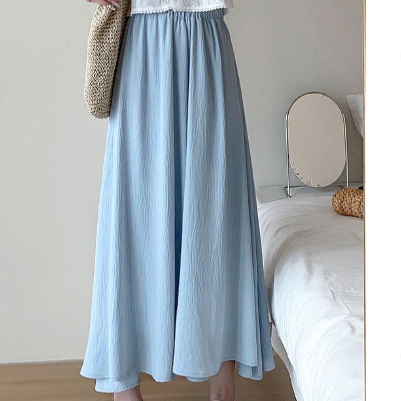 White Ice Silk Skirt Pants for Women In Summer Thin New High Waist Drooping Small Casual Skirt Pants