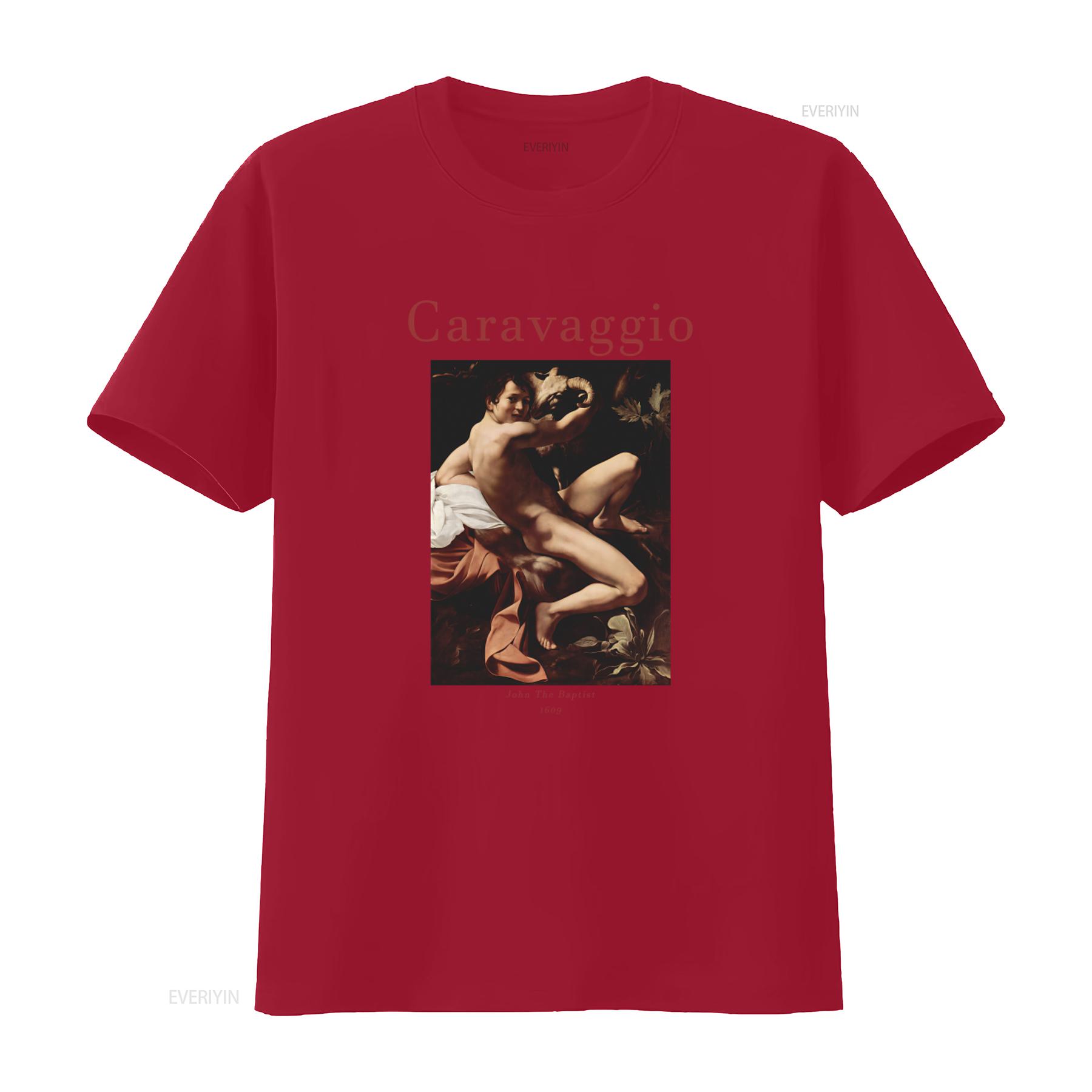 John The Baptist Caravaggio T Shirt Premium Quality Baroque Art Print vintage Washed Versatile Comfortable Unisex S
