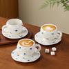 Korean Hand-Painted Ceramic Cup & Saucer Set - Creative Irregular Design for Coffee & Tea