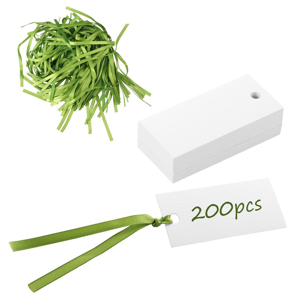 200Pcs Name Place Cards with Satin Ribbon Table Name Tag  Hanging Gift Tags for Wedding Birthday Baby Shower Table Decor