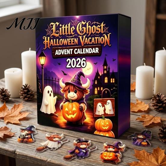 Seasonal Wall Decorations Halloween Advent Calendar 2026, 24 Days Surprise Countdown with Decorative Holiday Accents Acrylic Ornaments for Party