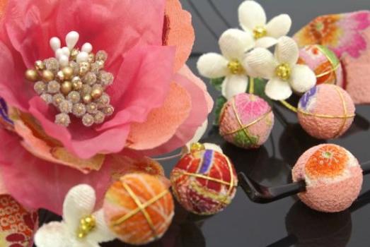 Hair Coming of Age Graduation Japanese Japanese 3 Piece Pink [SOUBIEN] Ornament, Ceremony, Ceremony, Flower, Pattern, Braid, Furisode, Hakama, Kimono,