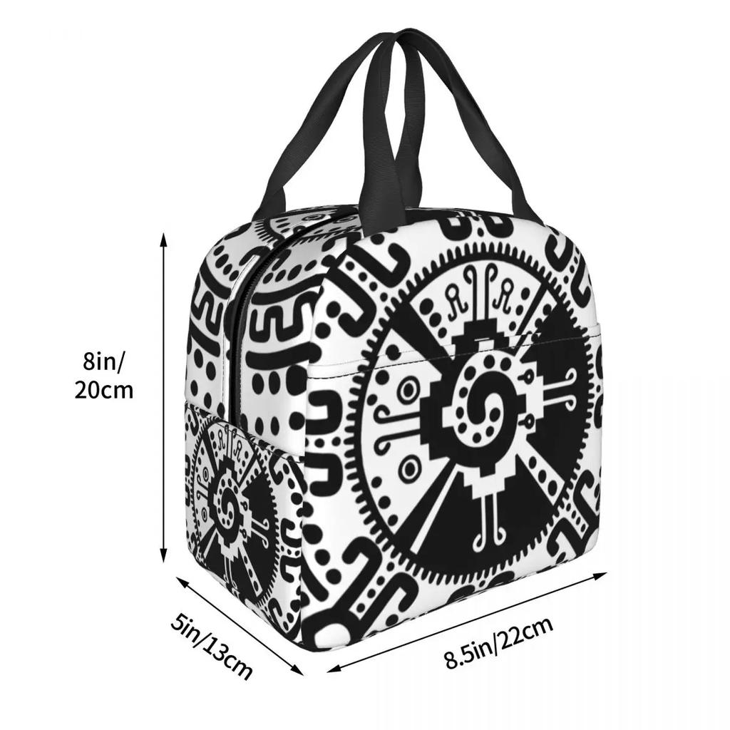 Hunab Ku Mayan Symbol Insulated Lunch Bags for Women Portable Thermal Cooler Food Lunch Box Outdoor Camping Travel
