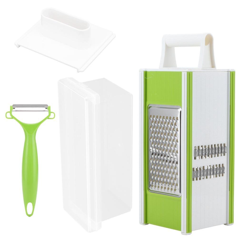 

5 in 1 Food Chopper Multifunctional Manual Vegetable Peeler with Storage Box Portable Shredding Machine светло-серый