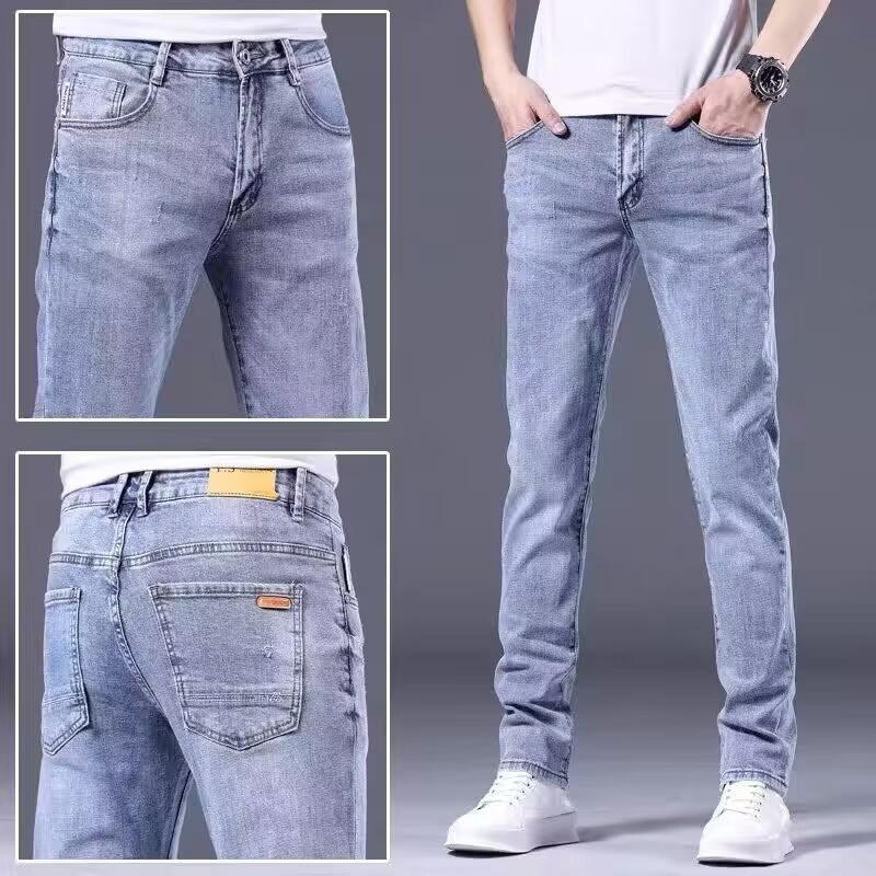 Spring and autumn jeans men's slim-fit straight Korean version of high-end elastic trend casual pants versatile fashion trousers