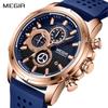 Relogio Masculino MEGIR Ny Sport Chronograph Silikon Herreklokker Toppmerke Luksus Quartz Clock Vanntett Big Dial Watch Herre