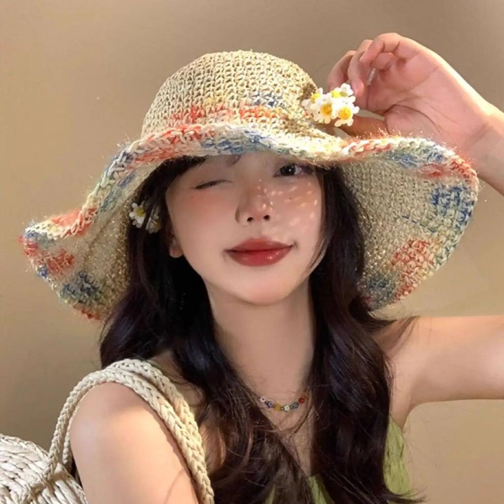 Woven Straw Hat Sunshade for Seaside Beach Holidays – Breathable, Openwork Design with a Wide Brim to Flatter the Face