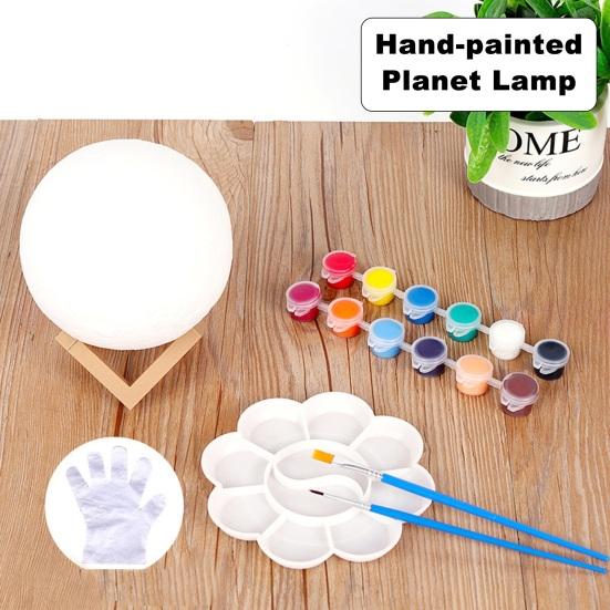 Moon Lamp Painting Kit for Kids 4-12 DIY Night Light Craft Set with 2 Paints Brushes Art Supplies Creative Gift for Birthday Party