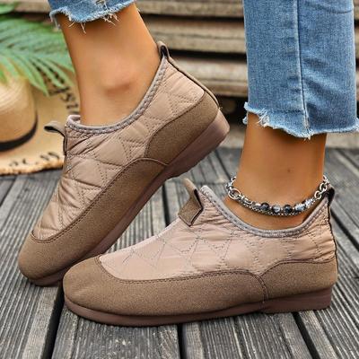 Women'S Cozy Slip-On Winter Boots - Warm Fleece-Lined Round-Toe Ankle Boots with Chunky Sole, Brown Casual Boots for Casual Attire, Winter Footwear