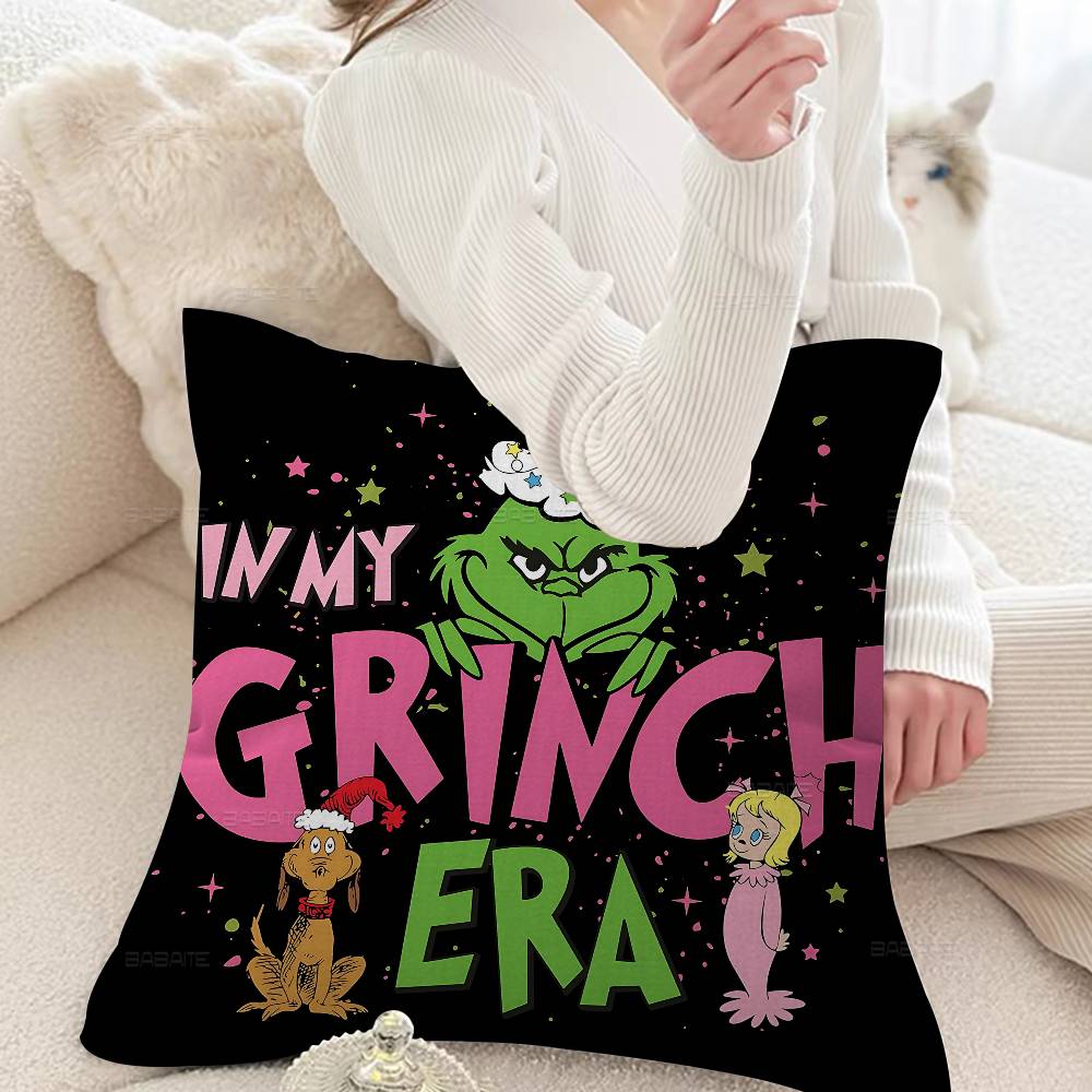 Movie The classic G-Grinches Pillow Covers Cartoon Sofa Decorative Home Double-sided Printing Short Plush Cute Cushion Cover