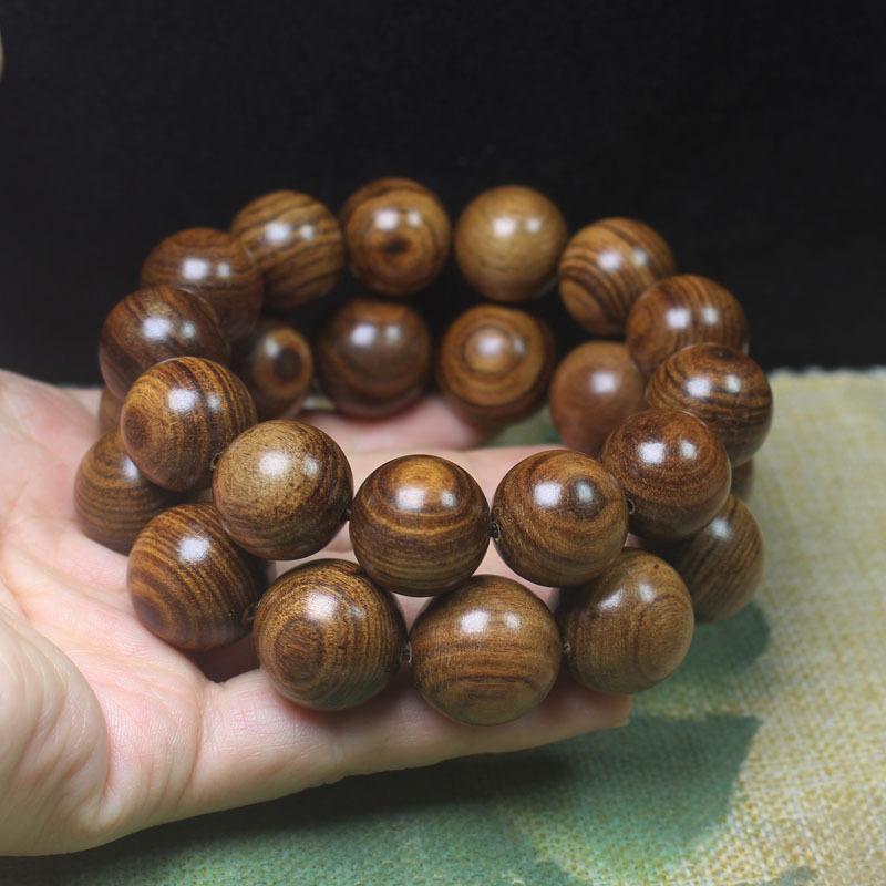 Black Rosewood 20mm Single Loop Prayer Beads Bracelet, Wooden Mala for Men and Women