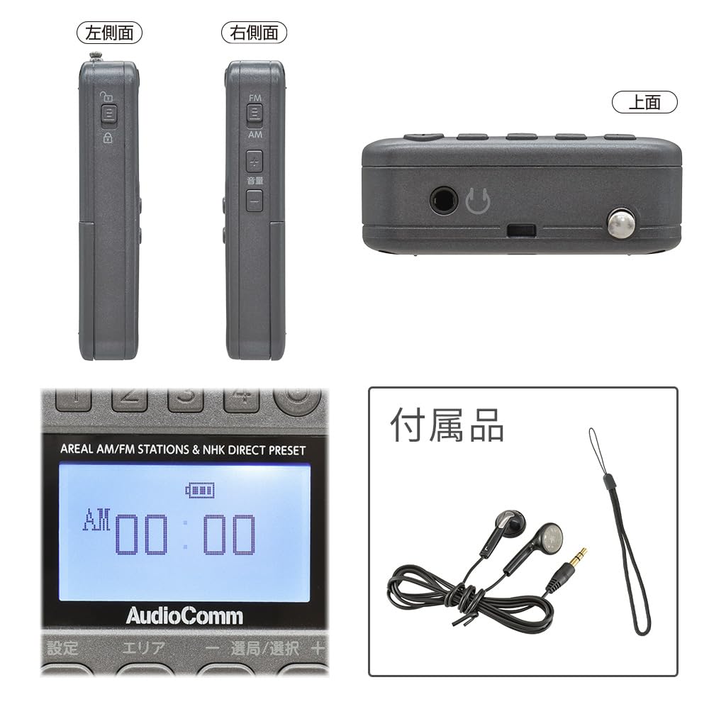 OHM AudioComm N Radio Pocket P500 Gunmetal Gray OHM Electric RAD-P500N-H 03-5699