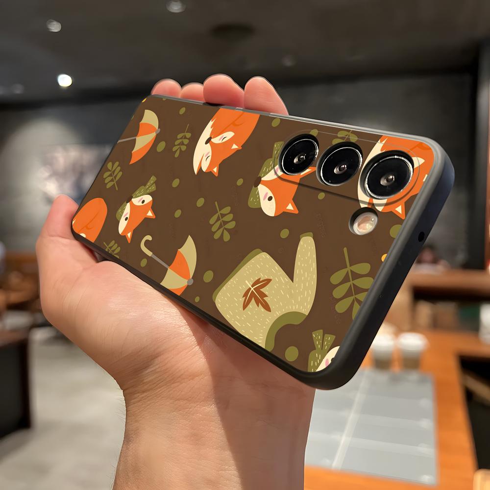 

Leaves Fall Fox Halloween Phone Case For Samsung A56 A36 A26 A16 A15 A25 A35 A55 A14 A34 A24 A54 Black Soft Shell Samsung A35