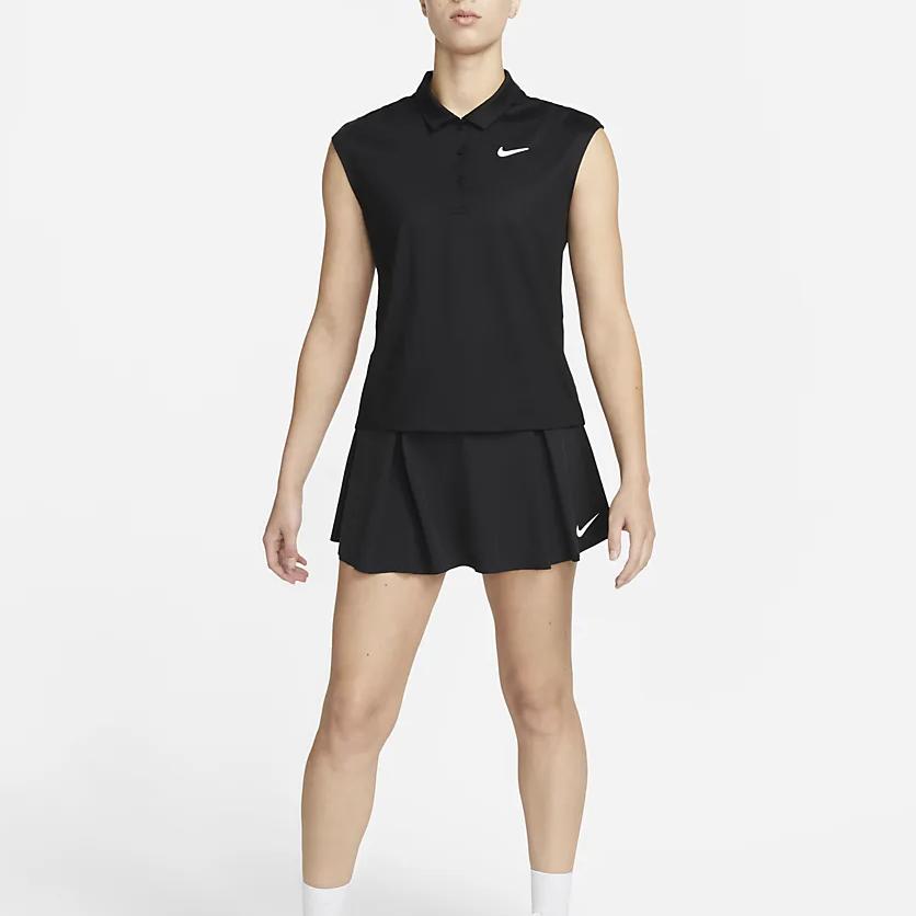 Nike Dámská tenisová sukně Dri-FIT Advantage Solid s plisé a logem, rychleschnoucí, černá DX1422-010