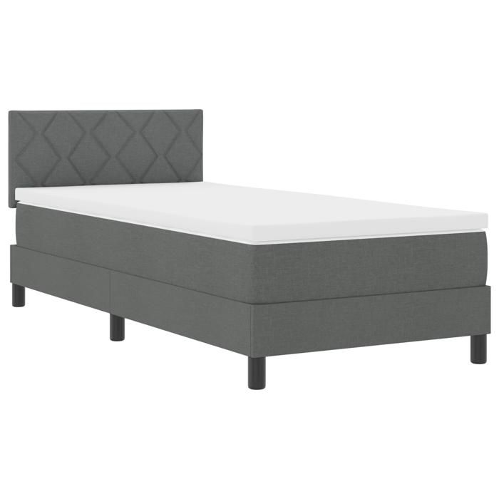 VidaXL Lit à ressorts avec matelas et LED gris foncé 90x190 cm Tissu 3342248