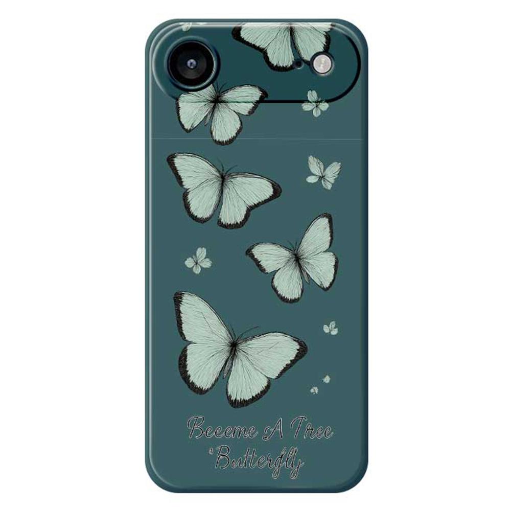 For iPhone 17 Air Case Green Butterfly Pattern Printing Straight Edge TPU Phone Back Cover