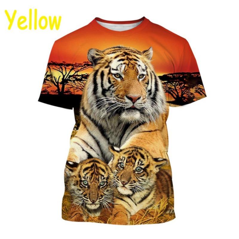 Tiger 3D Cool T-shirt Fashion Men's Animal Art Tiger T-shirt Harajuku Novelty Hip Hop Unisex Street Short Sleeve