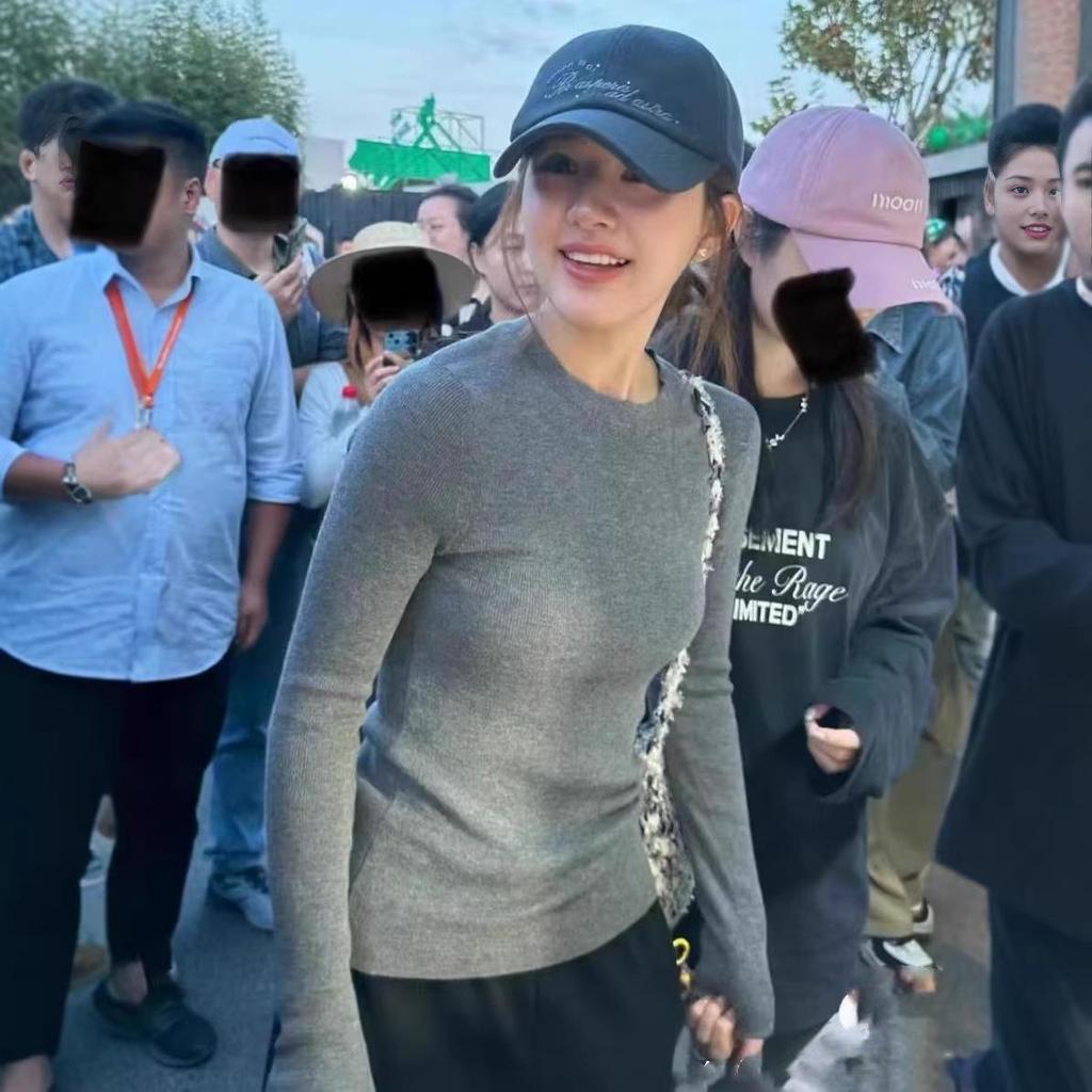 Zhao Lusi Style Slim Fit Knitted Sweater - Autumn/Winter, Flattering, Versatile, Round Neck, Fine Spun Wool