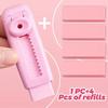 4-piece extendable pencil eraser set - made of soft rubber and PVC, adjustable in length, rectangular shape