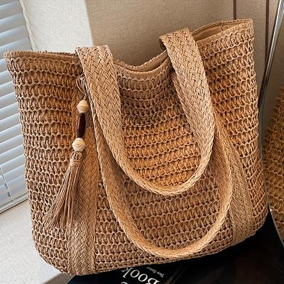 Nova bolsa de ombro de palha feminina bolsa tote