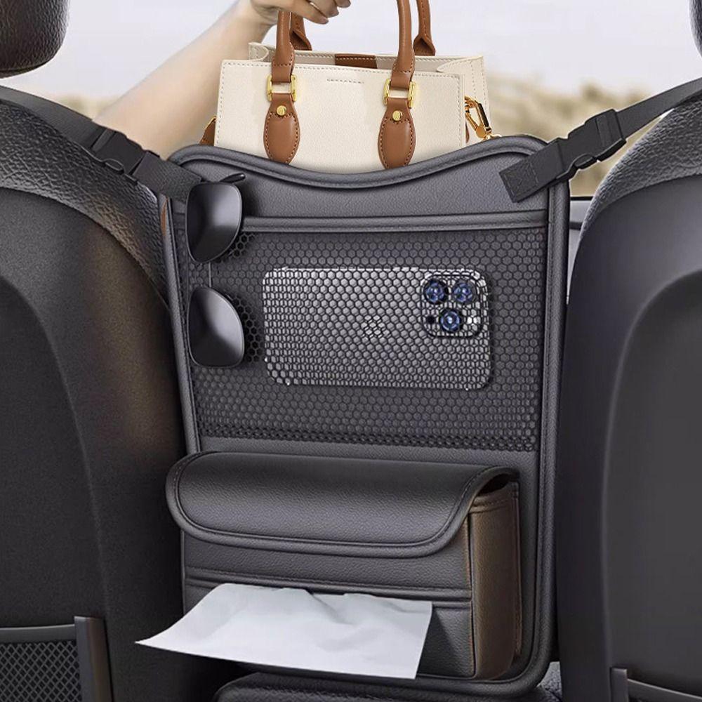 

Large Capacity Storage Pouch Nappa Leather Car Organizer Car Accessories сірий