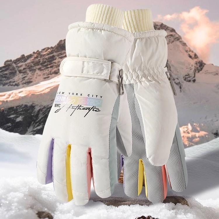 2025 new ski gloves women's winter warm thickened velvet cotton cold-proof play snow water-proof cycling driving touch screen