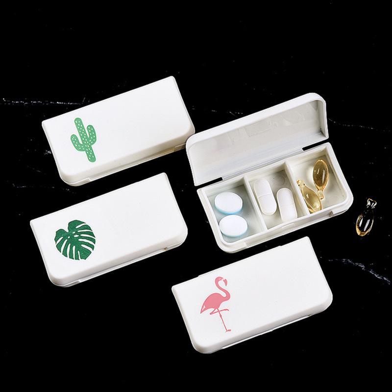 1 Pc 3 Lattices Pill Box Tablet Cactus Leaf Pillbox Dispenser Medicine Boxes Dispensing Medical Kit Mini Organizer Case