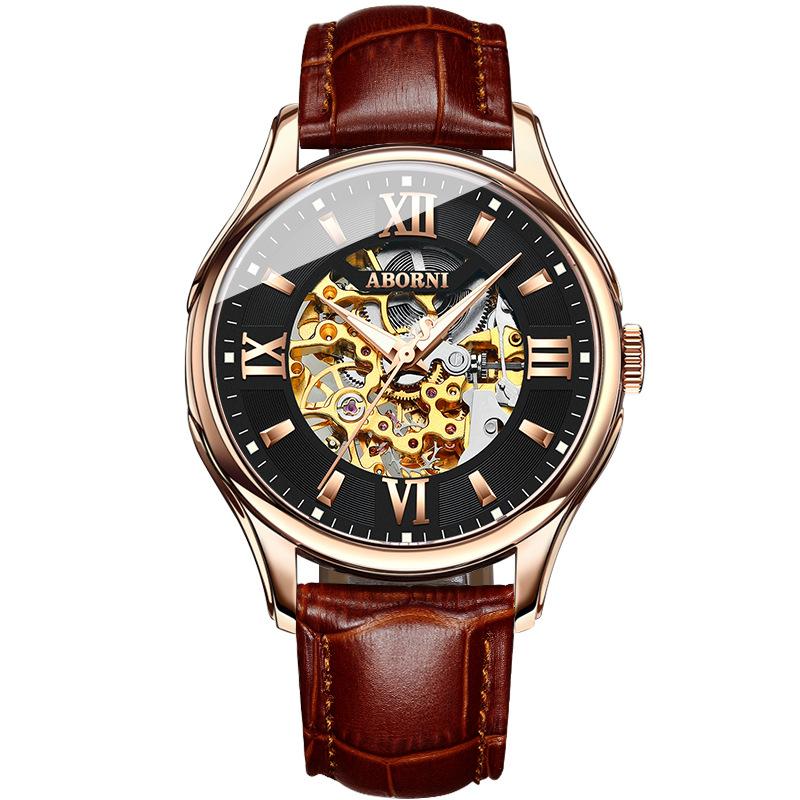 Yaboni automatic mechanical watch fashion double-sided hollow mechanical watch waterproof luminous men's belt watch
