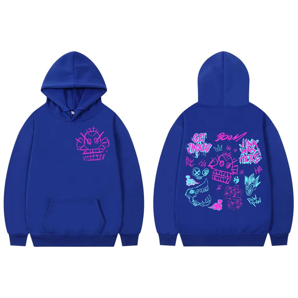 Game Anime Jinx Graffiti Print Hoodie Harajuku Oversized Clothing Pullovers Men Women Fashion Hooded Sweatshirts