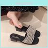 Elegant French Style Rhinestone One Strap Chunky Heel Sandals For Summer Fashion