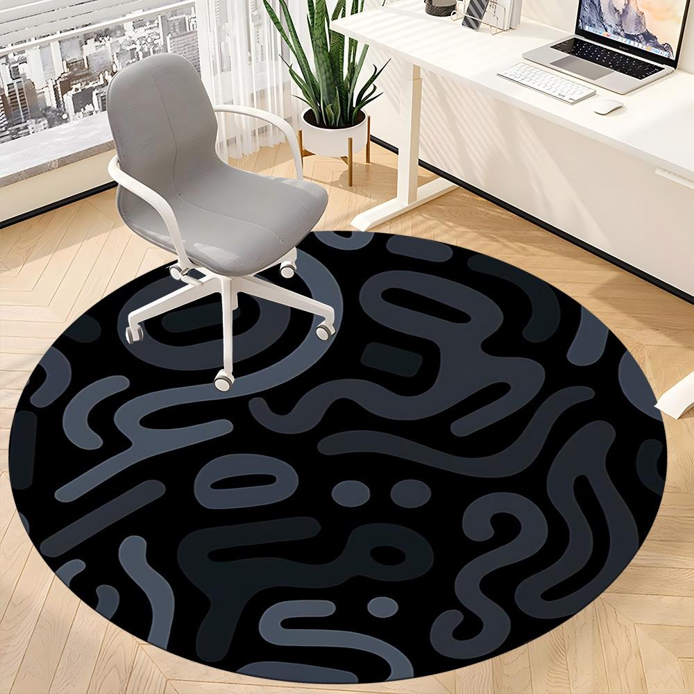 1pc Abstract Patterns Office Round Area Rug, Indoor Mat Suitable For Office, Under Office Chairs Bedroom Living Room Home Decor, Room Deco