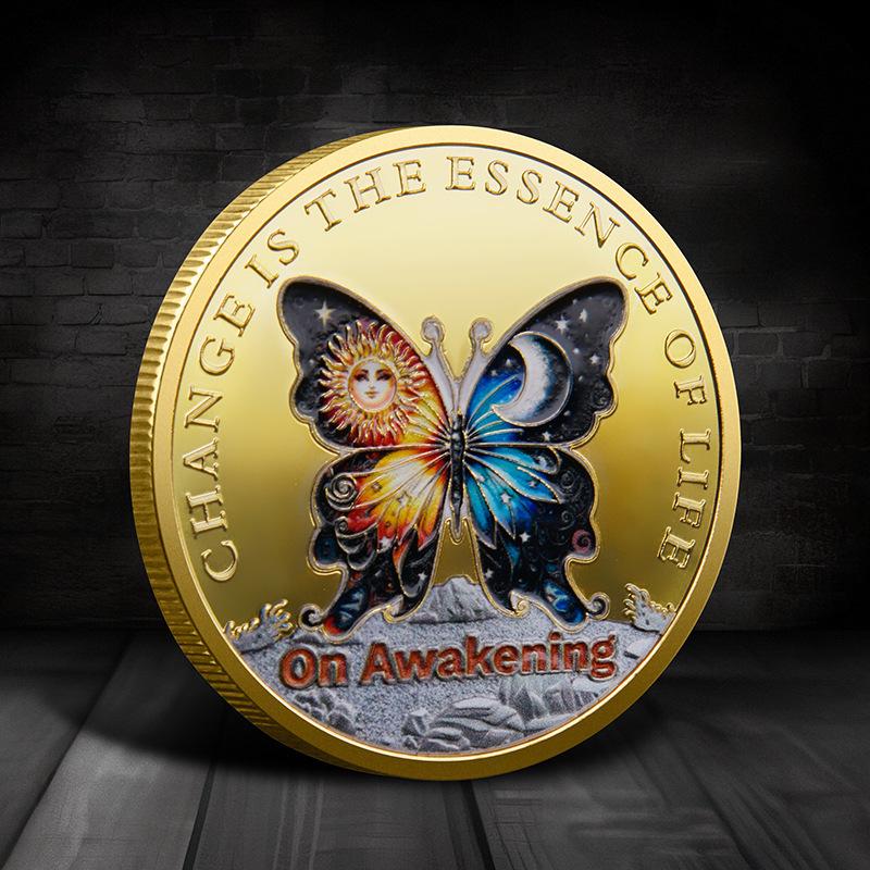 Commemorative Coin Butterfly Transformation Gold Coin Commemorative Medal Thank You Coin Lucky Coin золотой